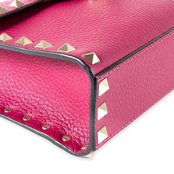 Valentino Magenta Grainy Calfskin Rockstud Medium Crossbody Bag - Picture 7 of 9